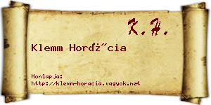 Klemm Horácia névjegykártya